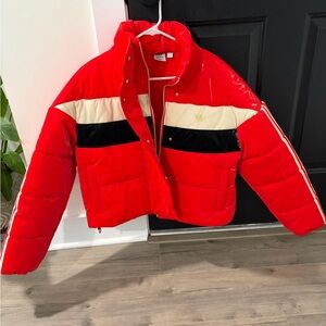 adidas Red and Black Puffer Jacket